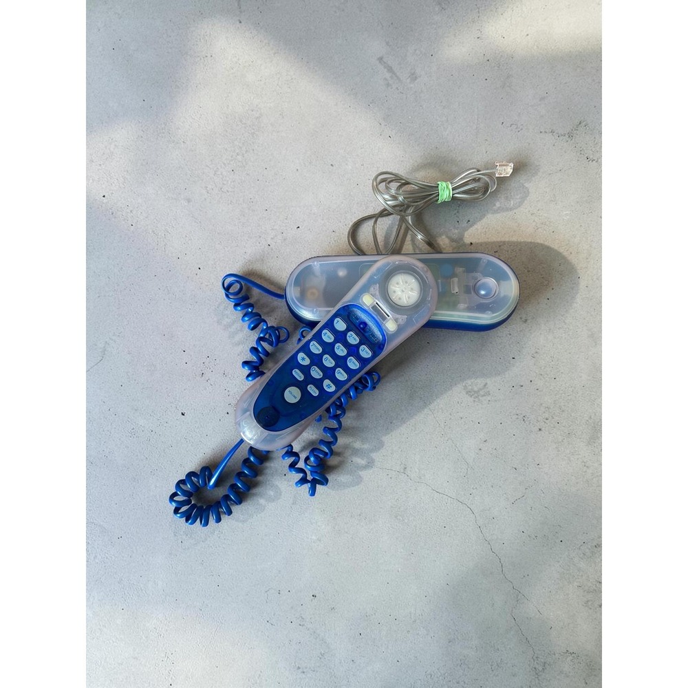 Vtg Clear Blue Corded Phone Nexxtech Transparent Landline Radio Shack Telephone